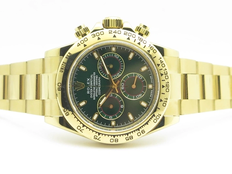 Plated YG 904L 1:1 116508 And SS Case Bracelet Green Clone Edition Dial Best Super A4130 ARF Daytona 0414